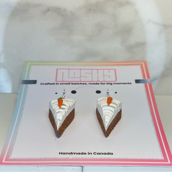 Carrot Cake Slices (Textured) - Handmade Earrings - Picture 6 of 7